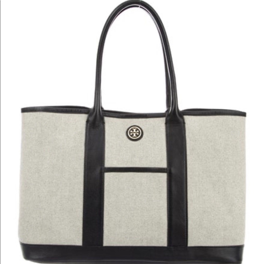 Tory Burch leather-trimmed canvas tote